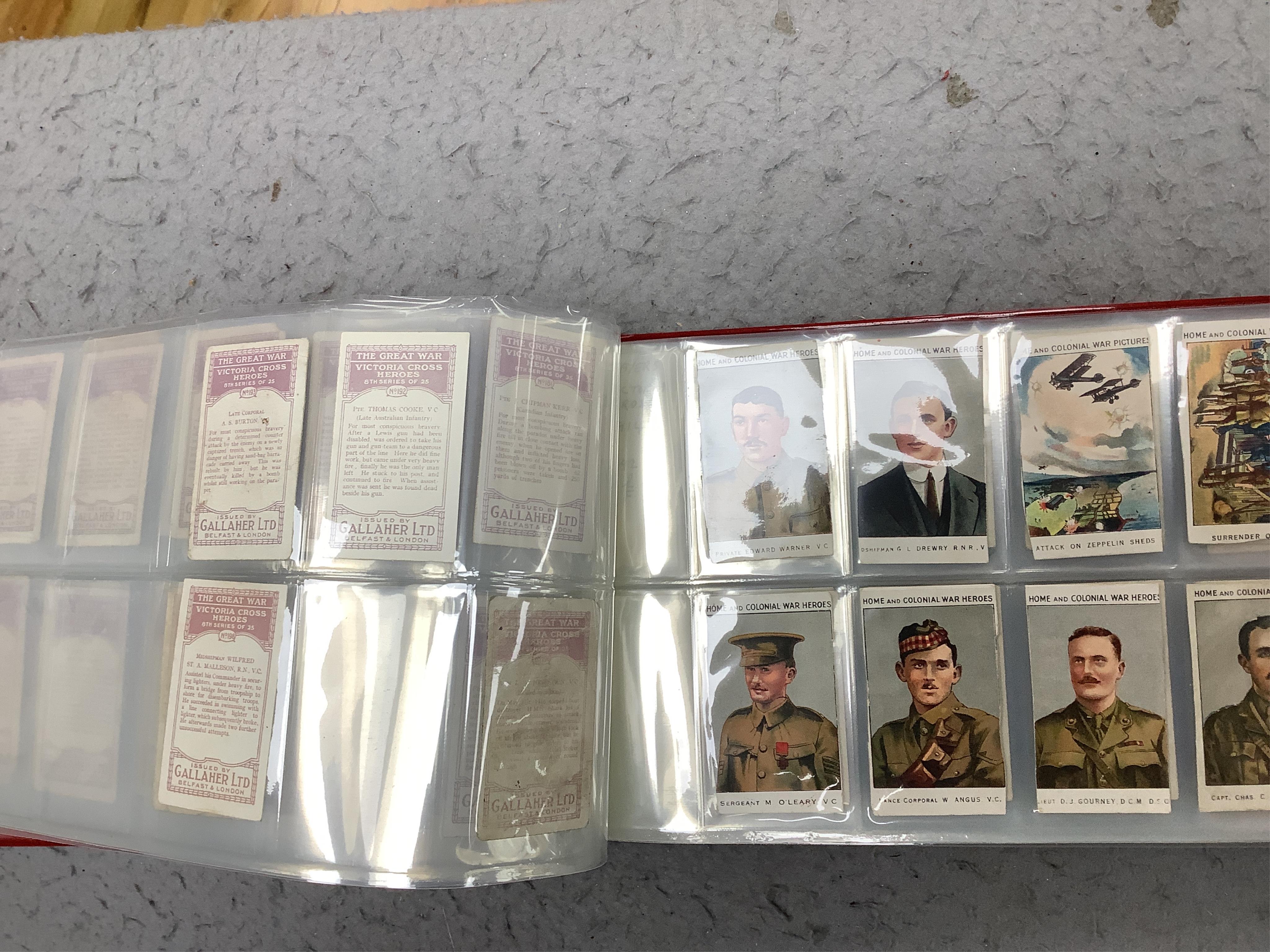 Six albums of assorted cigarette cards; Military Uniform, Medals, Heroes, Magic tricks and Coins. Condition - overall good